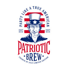 4th Of July Vintage Craft Beer Label With Uncle Sam