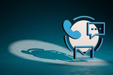 Aufkleber - Beautiful abstract illustrations Customer Support chat, mail, call symbol icon on a dark blue background. 3d rendering illustration. Background pattern for design. Online Shopping..