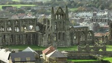 Abbey Building Ruins Whitby Aerial View From Sea Side Church Cathedral Historic