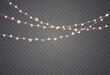 © ket4up - Christmas lights are isolated. Glowing lights for Xmas Holiday cards, banners, posters, and web design. String garlands decorations.