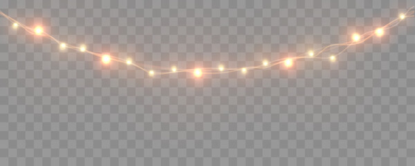 Aufkleber - Christmas lights are isolated. Glowing lights for Xmas Holiday cards, banners, posters, and web design. String garlands decorations.