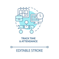 Wall Mural - track time and attendance turquoise concept icon. management. payroll processing step abstract idea 