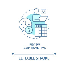 Wall Mural - review and approve time turquoise concept icon. workforce control. payroll processing abstract idea 