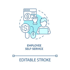 Wall Mural - employee self service turquoise concept icon. payroll processing software advantage abstract idea th