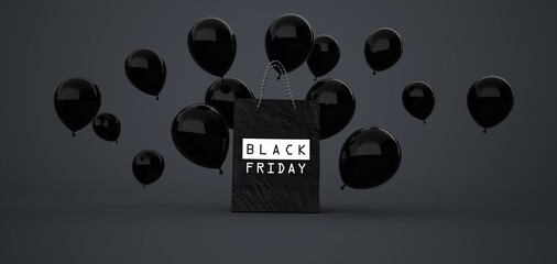 Canvas Print - Shopping Bag Black Friday Balloons