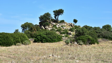 Poster - nuraghe Scalas near village Costa Rei on island Sardinia