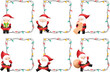 Watercolor Illustration set of Christmas light frame with Santa Claus