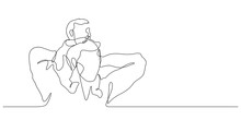 Father Carrying Baby With Pointing Pose On Shoulders Illustration
