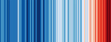 Warming Stripes - Infographic Showing The Effects Of Global Warming On Global Average Temperature Since 1850 - Red And Blue Stripes Graph - Climate Crisis