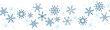 Winter snowflakes border minimal vector background. Macro snowflakes flying seamless border design, holiday card with many flakes confetti