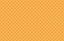 Wafer Seamless Pattern. Sweet Dessert Waffle Texture Background. Ice Cream Cone. Vector Illustration