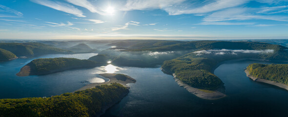 Poster - Lake Rursee, Eifel, Germany in the morning