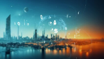 Leinwandbilder - Futuristic city and cutting edge technology concept. smart city.