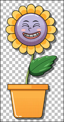 Canvas Print - Flower cartoon character in pot