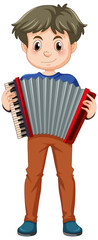 Wall Mural - A boy playing accordion musical instrument