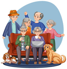 Canvas Print - Happy senior people group