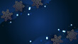 Winter background. Gold and navy snowflakes