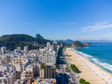 Fototapeta Londyn - Aerial landscape view of the famous Copacabana beach in Rio de Janeiro, Brazil