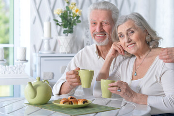 Sticker - Senior couple drinking tea