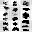 Abstract black texture grass or fur elements brush strokes on imitation transparent background