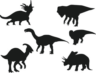 Poster - Set of Dinosaur isolated vector Silhouettes