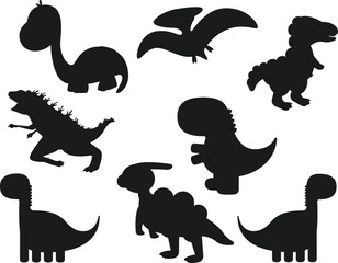 Poster - Set of Dinosaur isolated vector Silhouettes