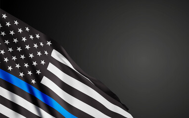 Thin Blue Line. American flag with police blue line. Support of police and law enforcement