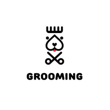 Dog Grooming Vector Logo Design Template.