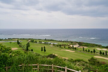 Wall Mural - Shigirabei Country Club seen from Uebiya Road Park in Miyakojima.