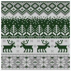 Embroidery Ugly Christmas vector pattern. Merry Christmas Happy New Year seamless pattern. Ornamental decor of paper, fabric or cloth. Ornament for Christmas pajamas, sweater and for knitting
