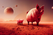 Pig Walking On The Surface Of Mars 2