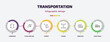 © Farahim - transportation infographic template with icons and 6 step or option. transportation icons such as longboard, flying airplane, carrier, chassis, bobsleigh, cargo truck vector. can be used for banner,