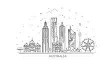 Australia Architecture Line Skyline Illustration