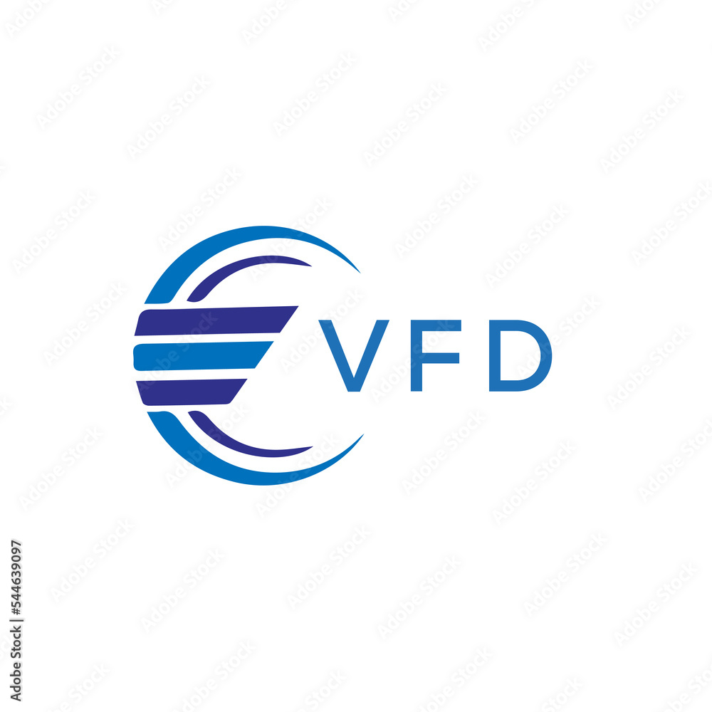 VFD letter logo. VFD blue image on white background. VFD vector logo ...