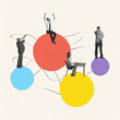© Lustre Art Group  - Contemporary art collage. Creative design. Business people, employees of different departments working. Well-coordinated teamwork
