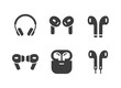 Airpods earphones headphones headset icon set