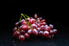 Fresh Red Grapes In Dark Background Pink Grapes