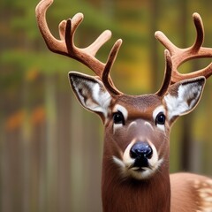 Wall Mural - Rendering of a Reindeer in a Forest During the Day