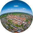 Mindelheim - Mittelzentrum und Kreisstadt im Unterallgäu, Little Planet-Ansicht, freigestellt