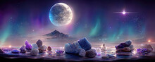 Beautiful Fantasy Colorful Night Landscape As Wallpaper Background