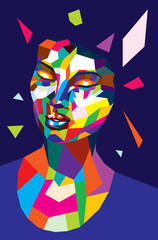 Wall Mural - Colorful polygonal female head