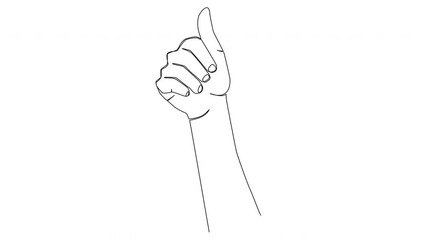 Wall Mural - animated continuous single line drawing of thumbs up gesture, line art animation