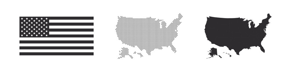 Wall Mural - Maps of the United States of America. Usa flag. Vector illustration