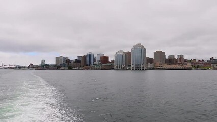 Wall Mural - the ferry runs from coast to coast. Transport of Canada - tourism, panorama of the city, calm water.