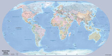 Detailed World Map In Robinson Projection