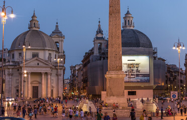 Wall Mural - Piazza del Popolo in evening dusk, Rome