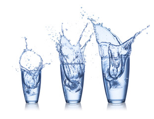 water splash in glasses isolated