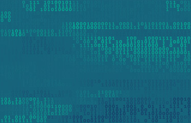 Poster - Binary code by green and blue numbers on blumine background