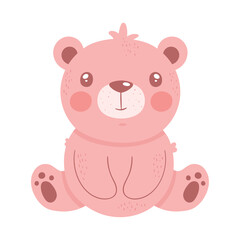 Wall Mural - cute pink bear seated