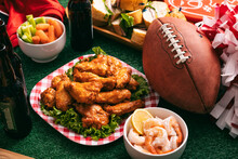 Sports: Focus On Chicken Wings At Football Party